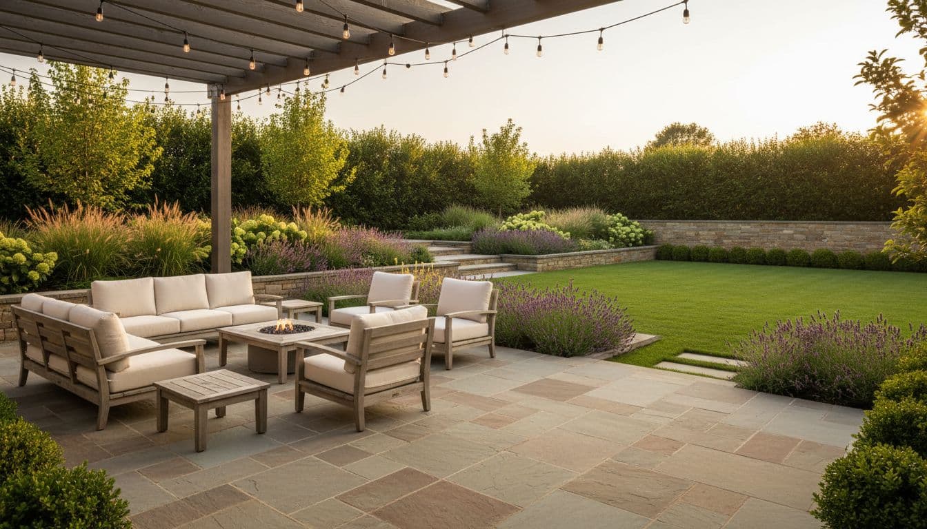 Modern landscaped backyard representing 2026 garden design trends