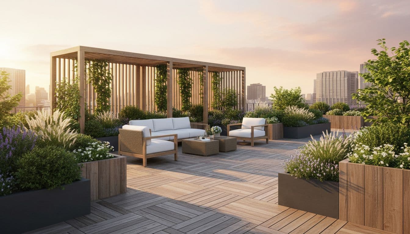 A planned outdoor space with clear zones and circulation